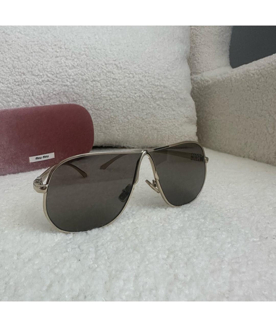 MIU MIU Серые металлические солнцезащитные очки, фото 7