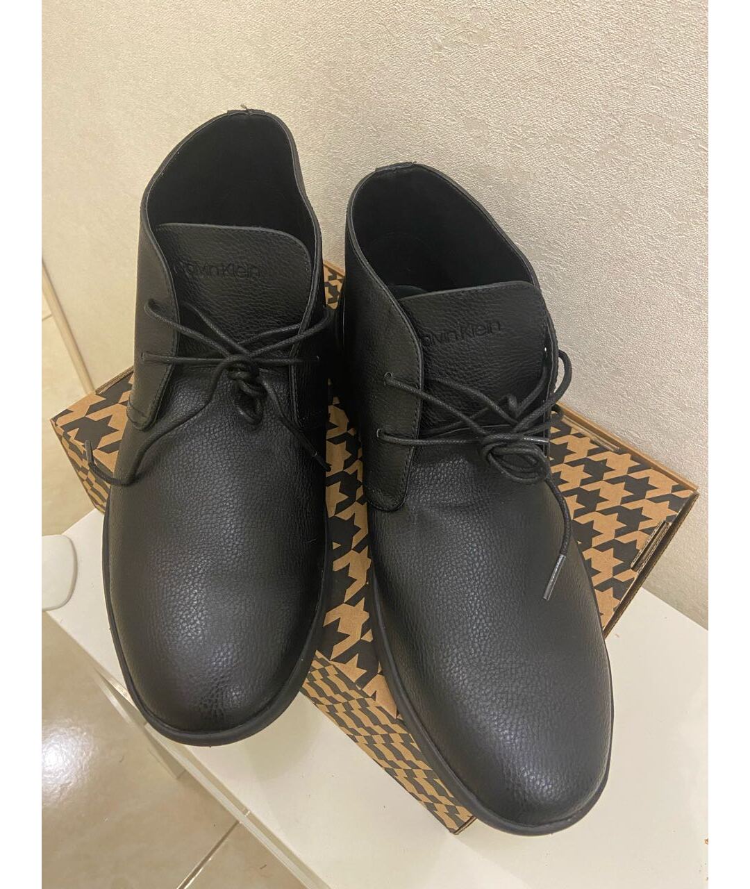 CALVIN KLEIN Черные высокие ботинки из искусственной кожи, фото 4