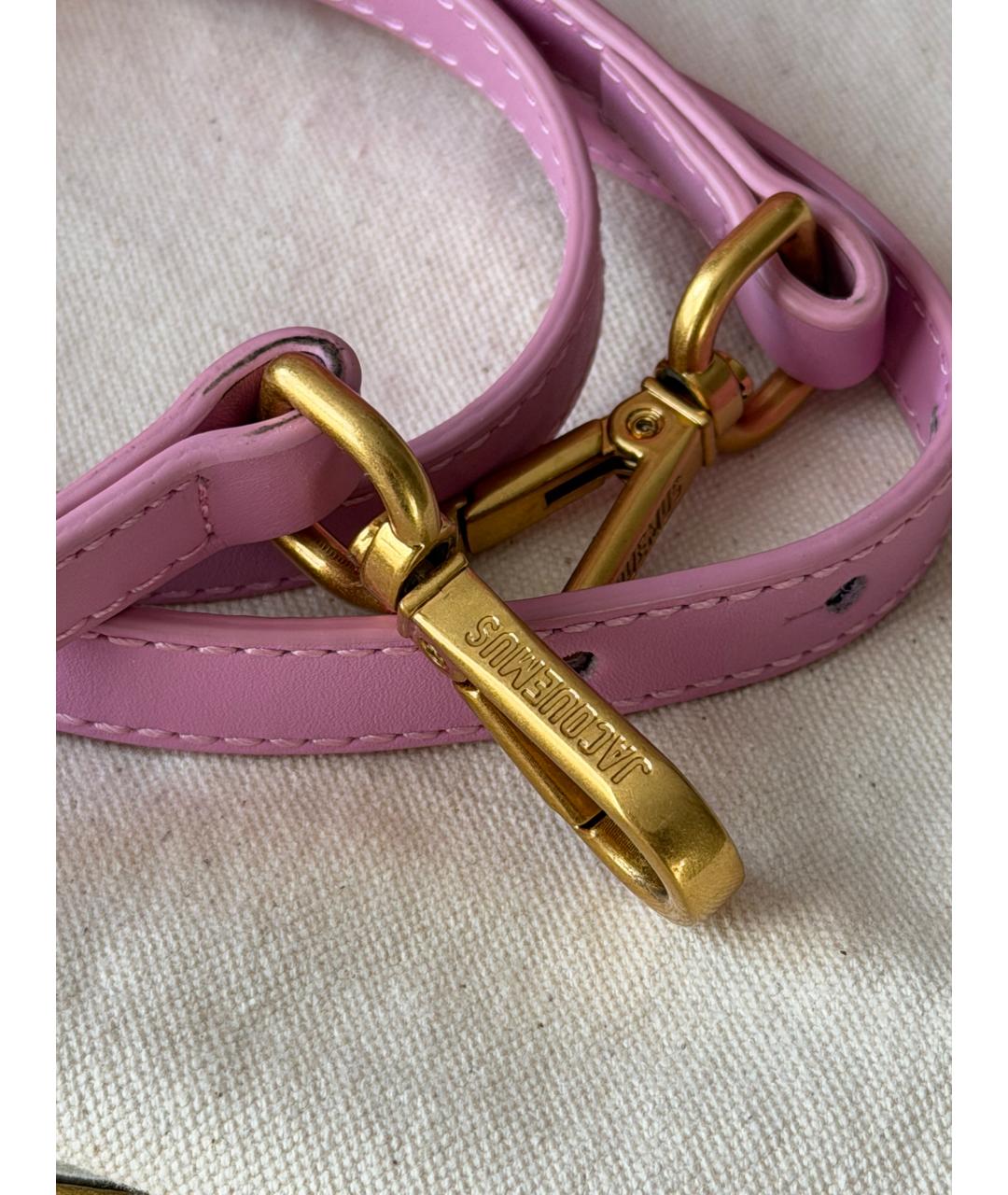 JACQUEMUS Розовая кожаная сумка с короткими ручками, фото 3