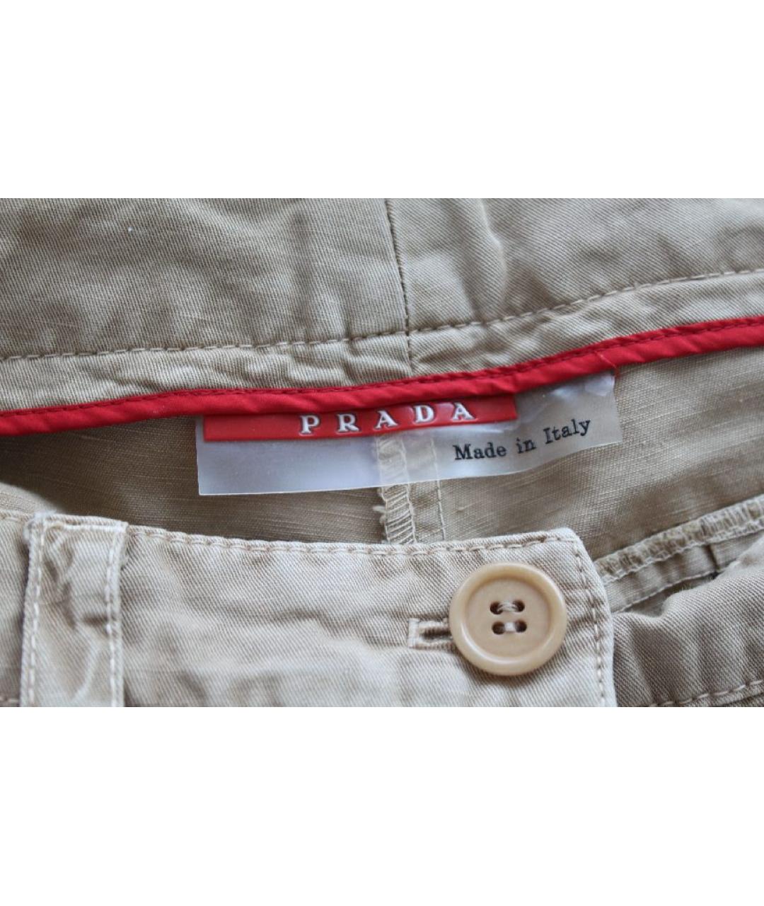 PRADA Бежевые хлопковые капри, фото 3