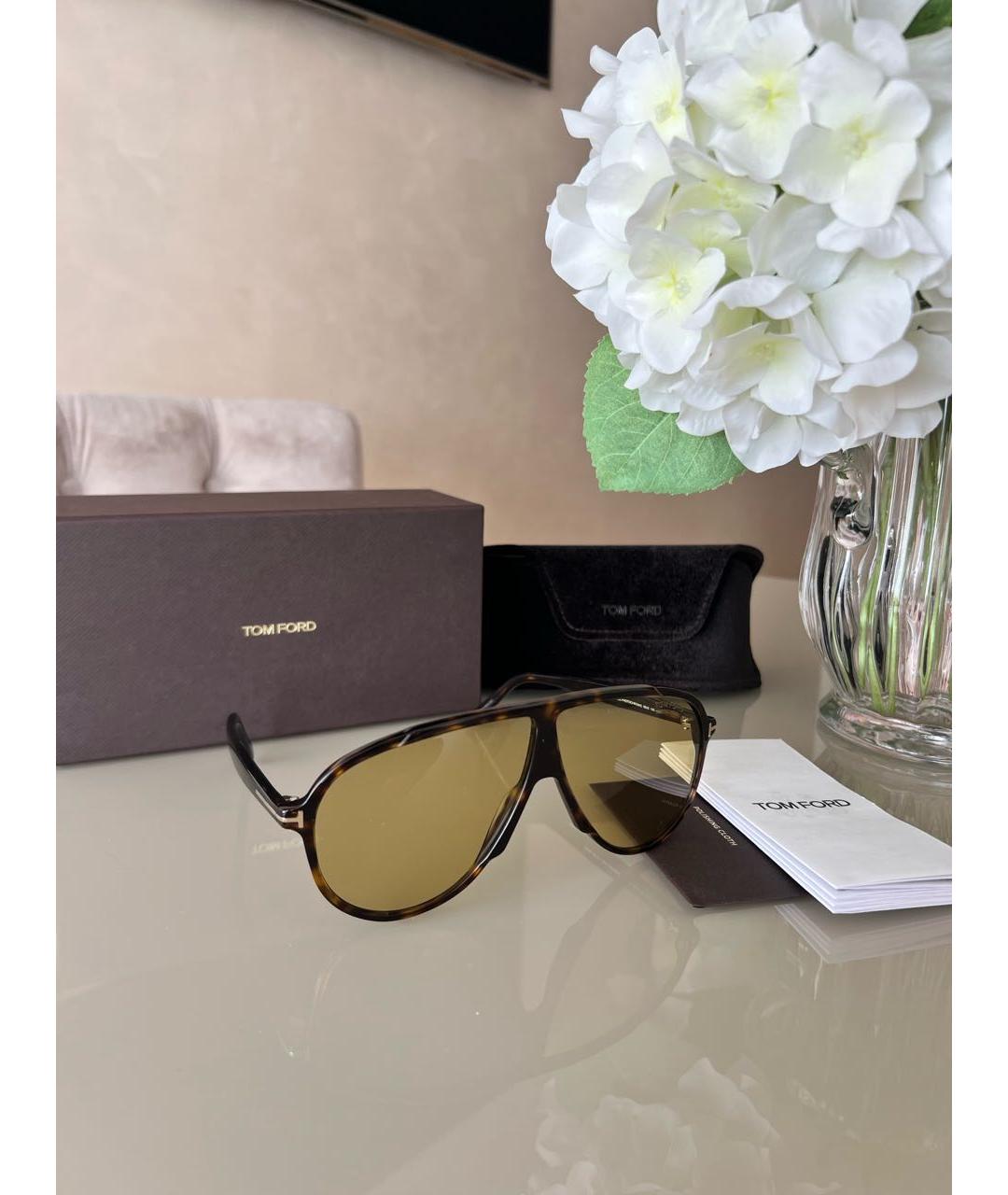 TOM FORD Коричневые пластиковые солнцезащитные очки, фото 2