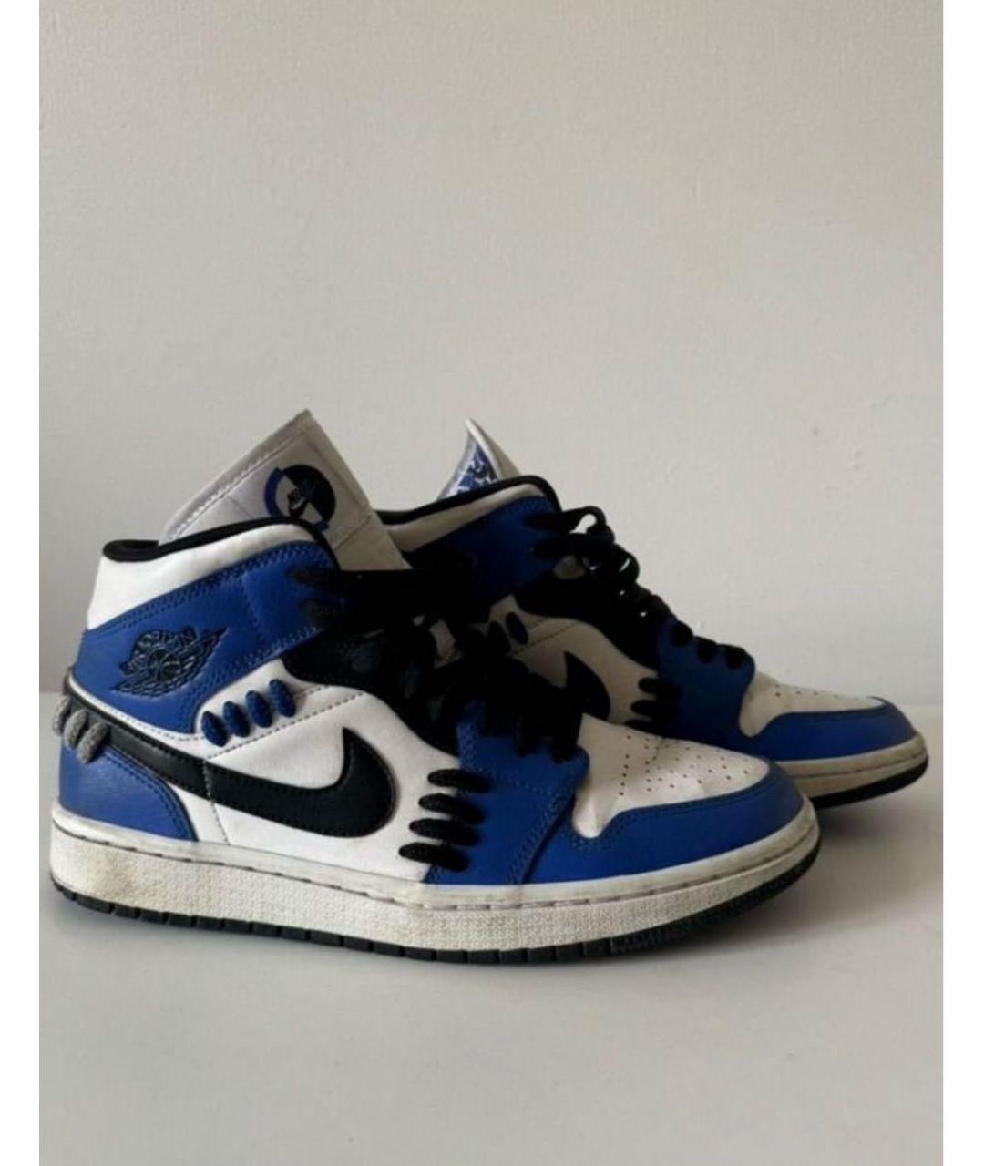 JORDAN Темно-синие кожаные кроссовки, фото 4