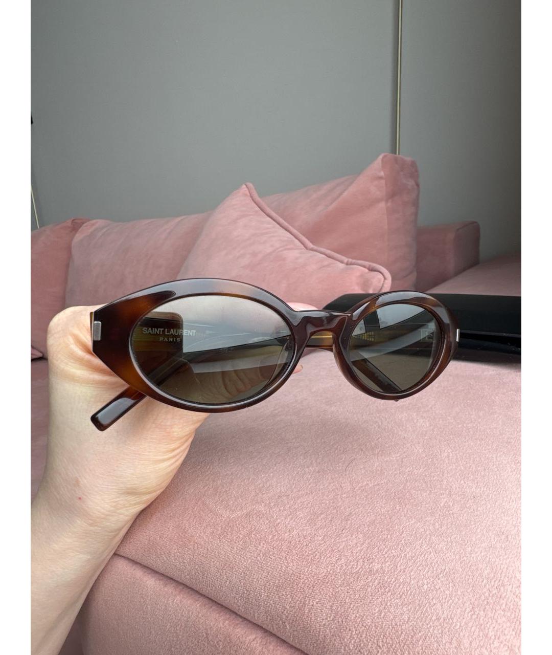 SAINT LAURENT Коричневые солнцезащитные очки, фото 8