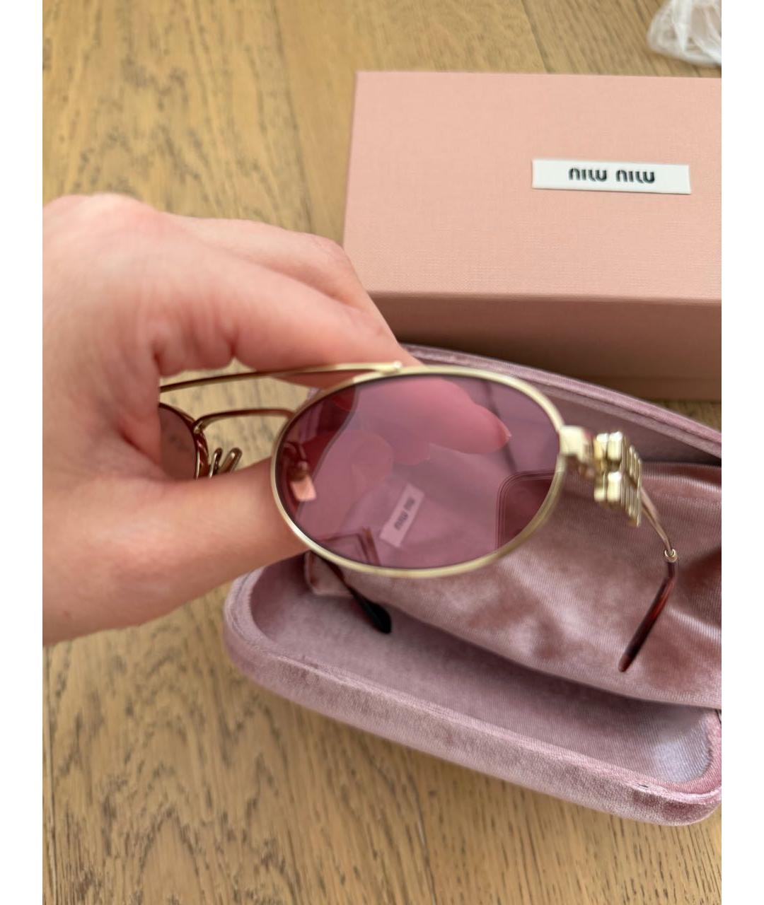 MIU MIU Розовые металлические солнцезащитные очки, фото 5