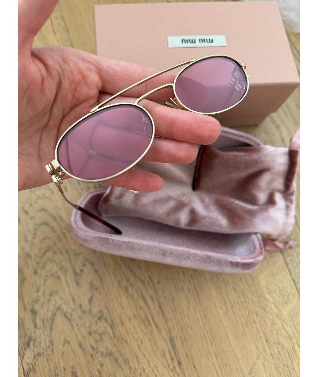 MIU MIU Розовые металлические солнцезащитные очки, фото 6