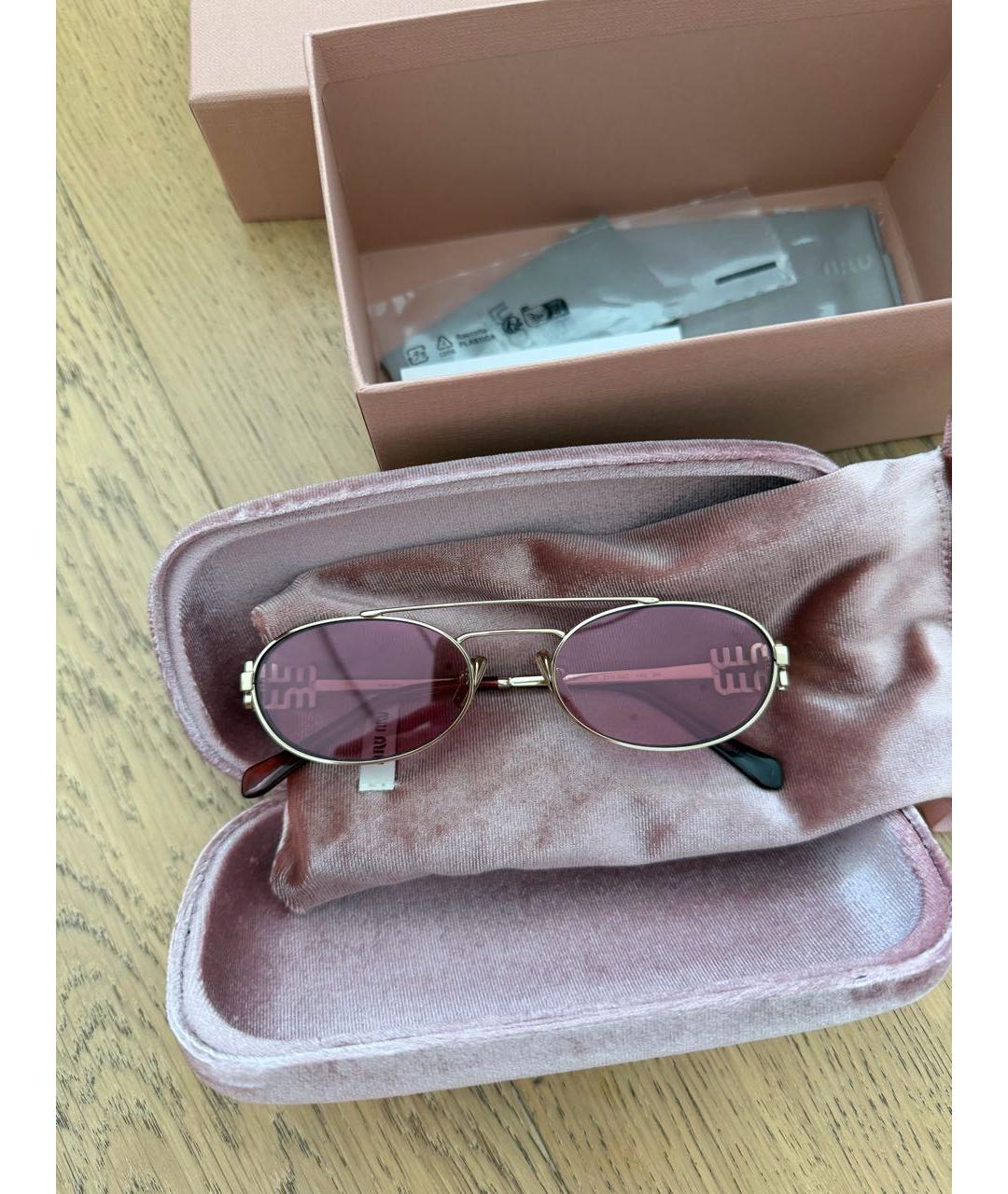 MIU MIU Розовые металлические солнцезащитные очки, фото 2