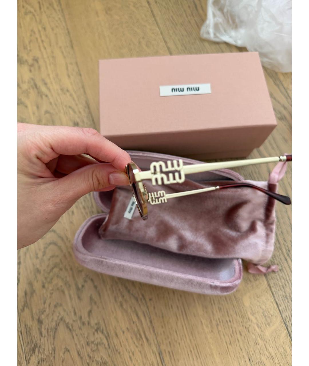 MIU MIU Розовые металлические солнцезащитные очки, фото 3