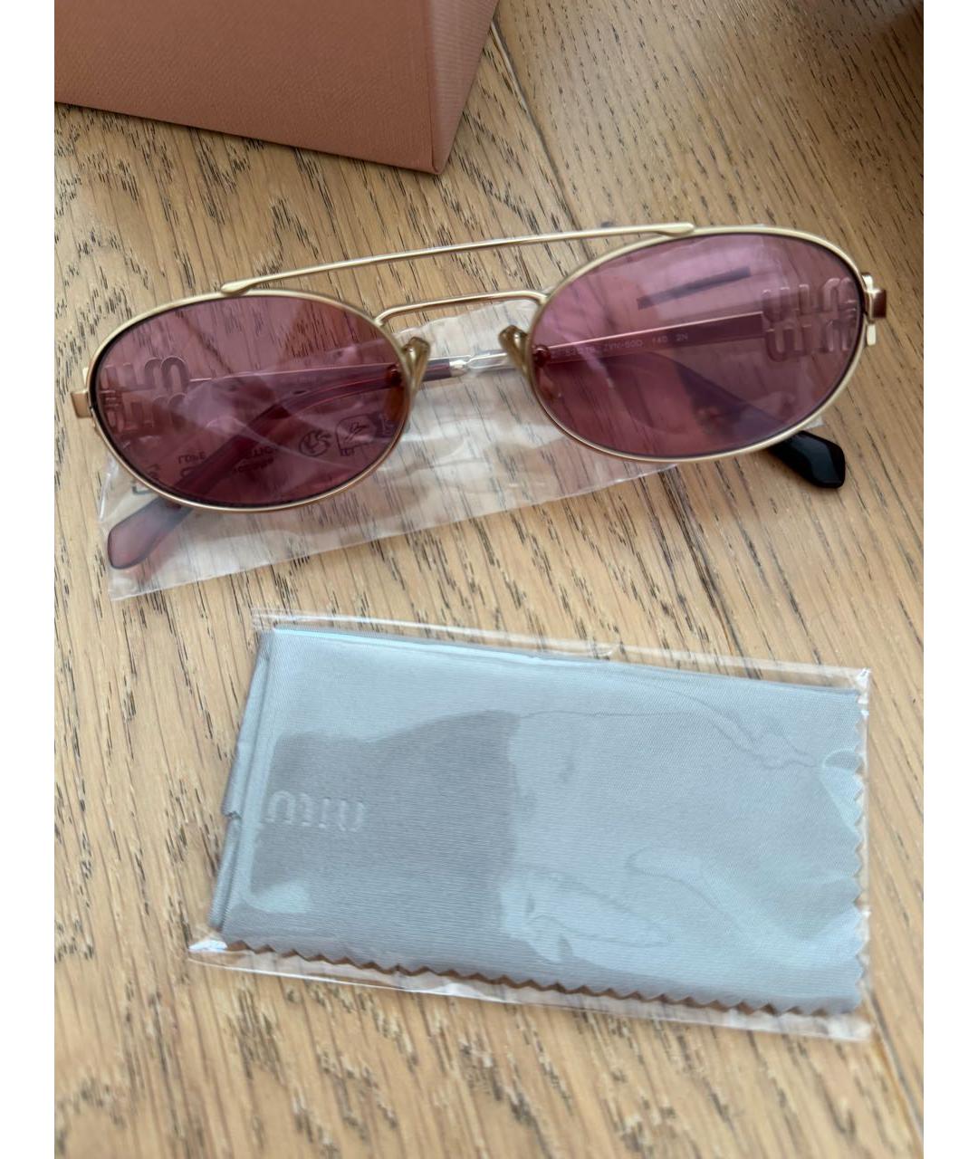 MIU MIU Розовые металлические солнцезащитные очки, фото 7