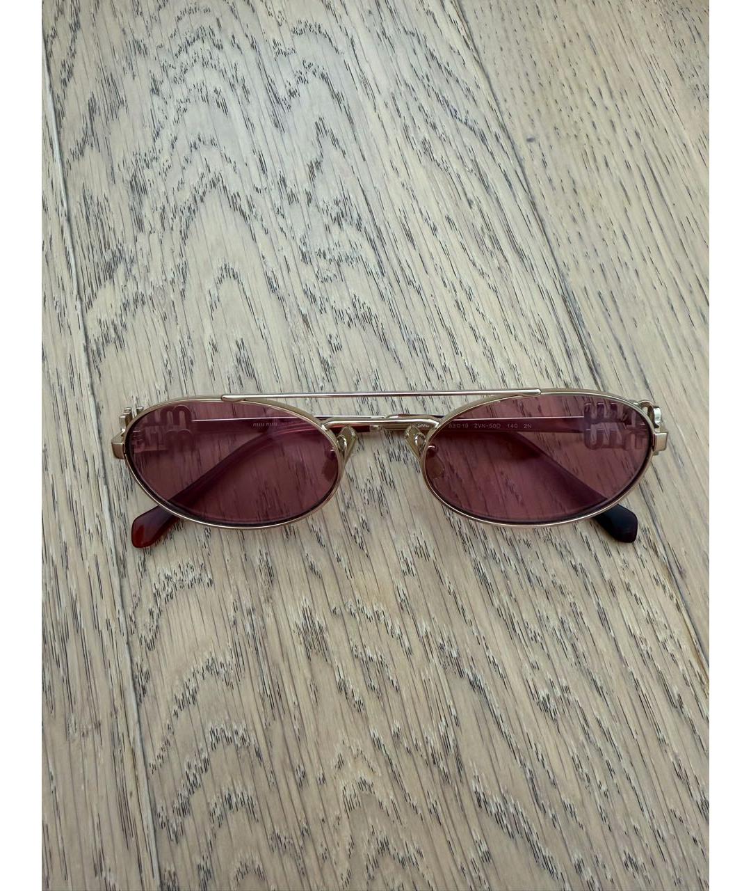 MIU MIU Розовые металлические солнцезащитные очки, фото 9