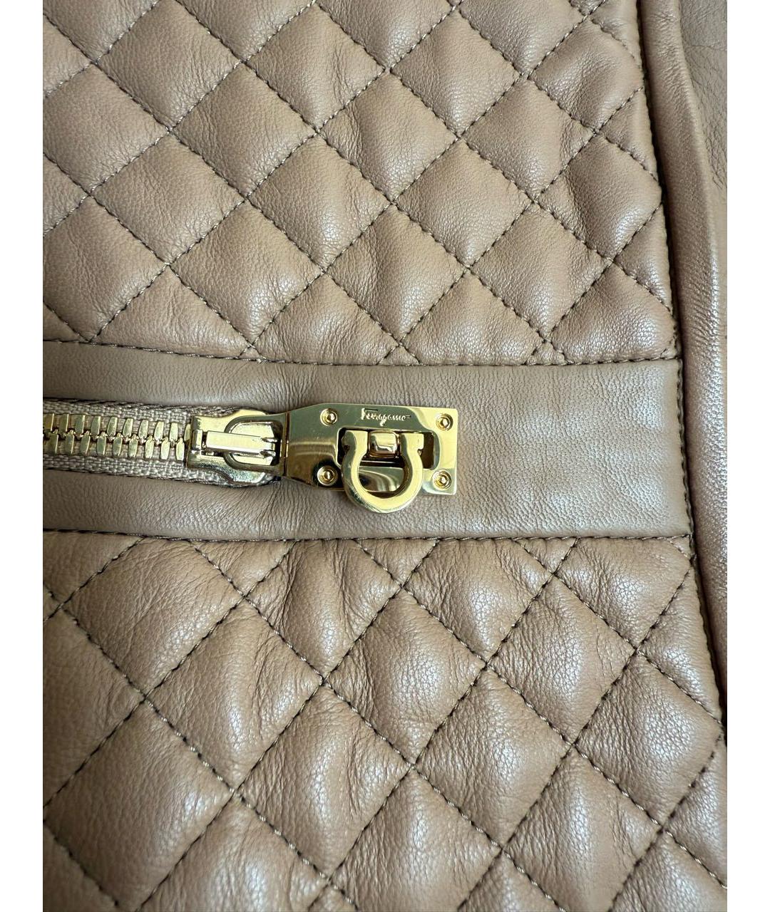 FERRAGAMO Коричневая кожаная куртка, фото 4