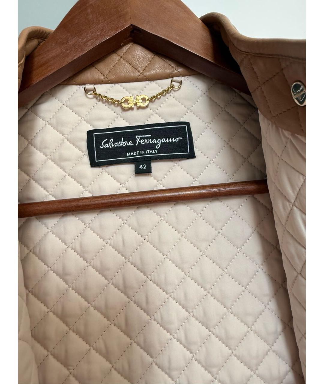 FERRAGAMO Коричневая кожаная куртка, фото 3