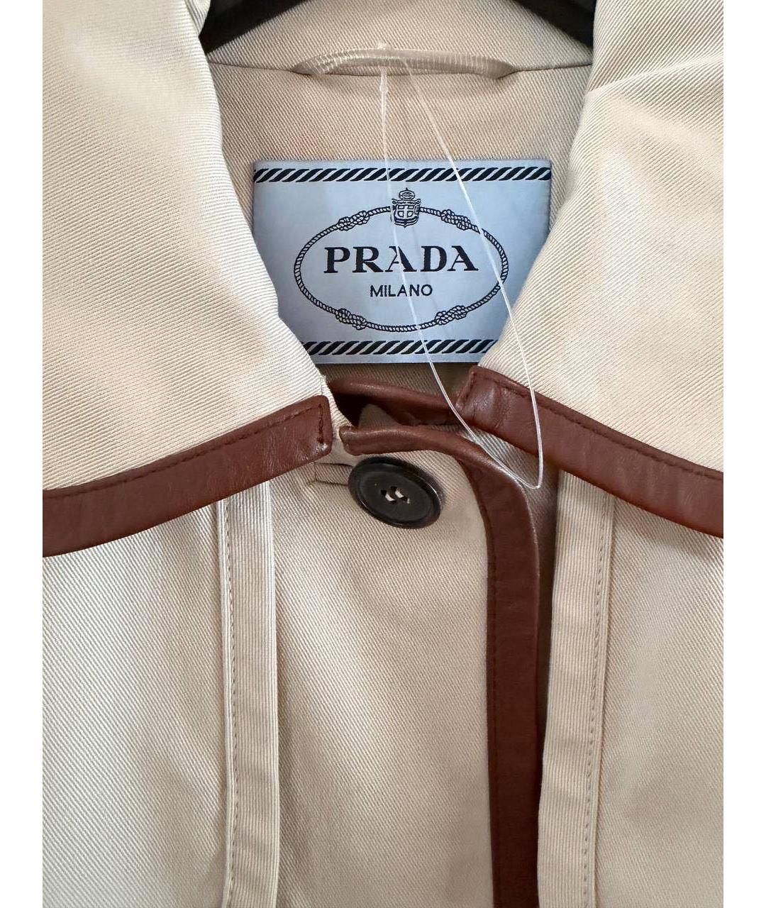 PRADA Бежевый хлопковый тренч/плащ, фото 4