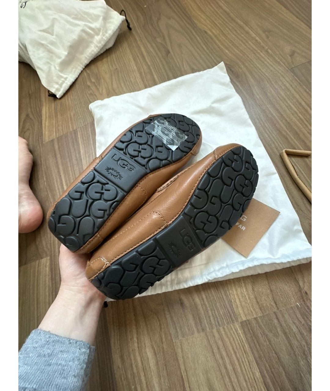 UGG AUSTRALIA Коричневые кожаные мокасины, фото 5