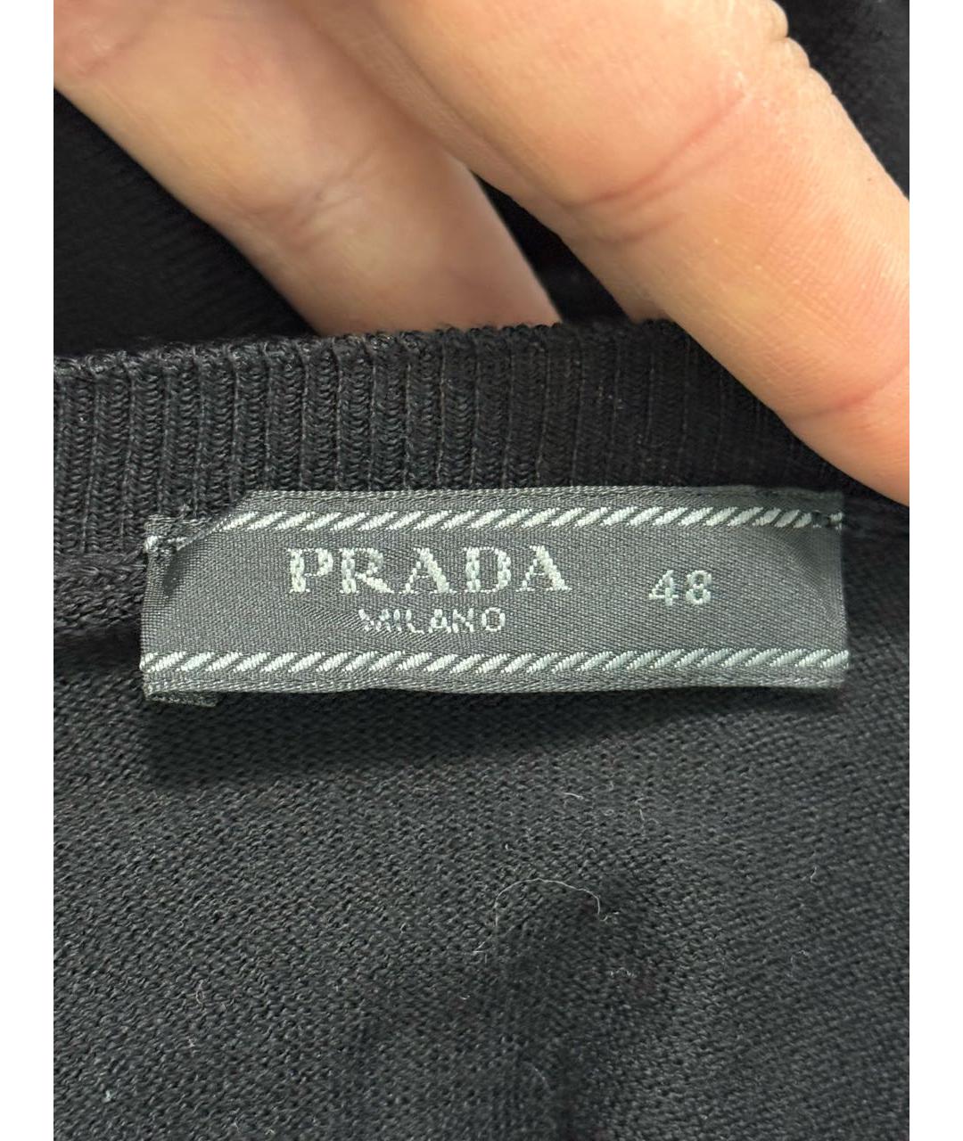 PRADA Черный хлопковый джемпер / свитер, фото 2