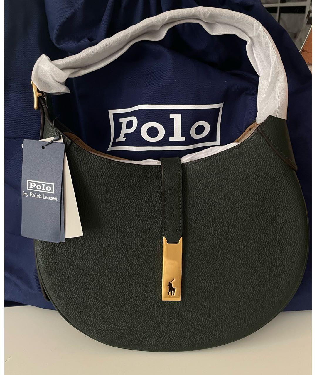 POLO RALPH LAUREN Черная кожаная сумка с короткими ручками, фото 7