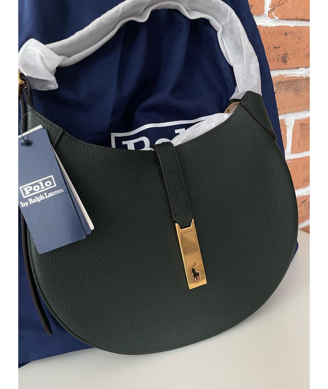 POLO RALPH LAUREN Черная кожаная сумка с короткими ручками, фото 2