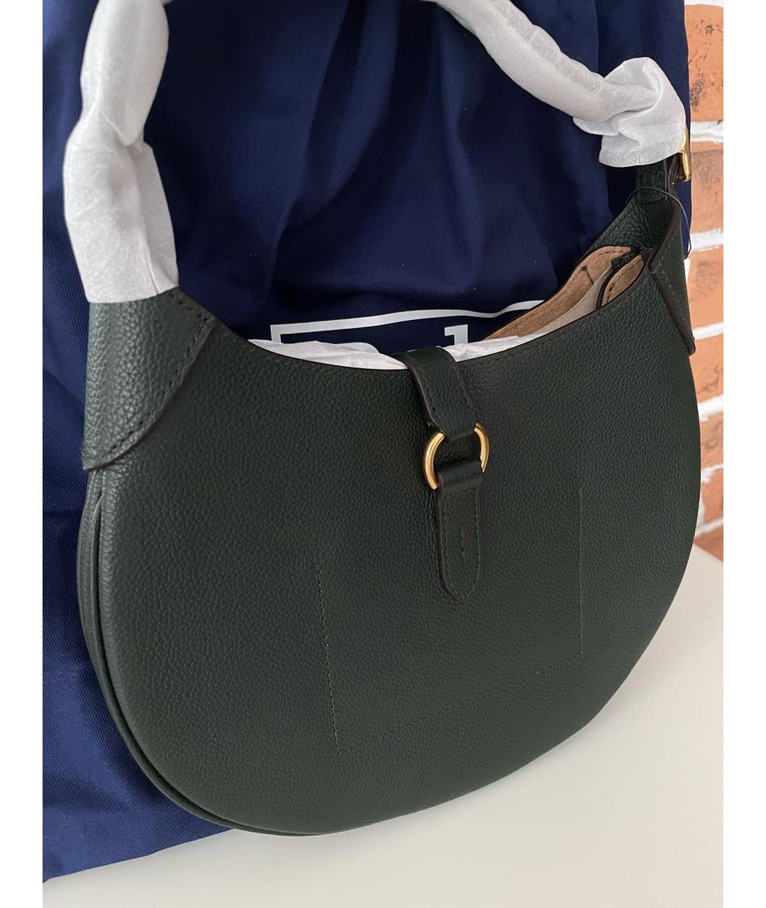 POLO RALPH LAUREN Черная кожаная сумка с короткими ручками, фото 3