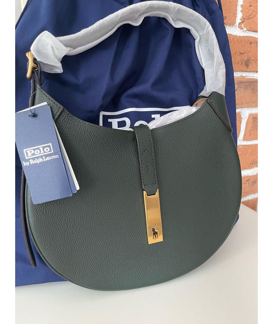 POLO RALPH LAUREN Черная кожаная сумка с короткими ручками, фото 5