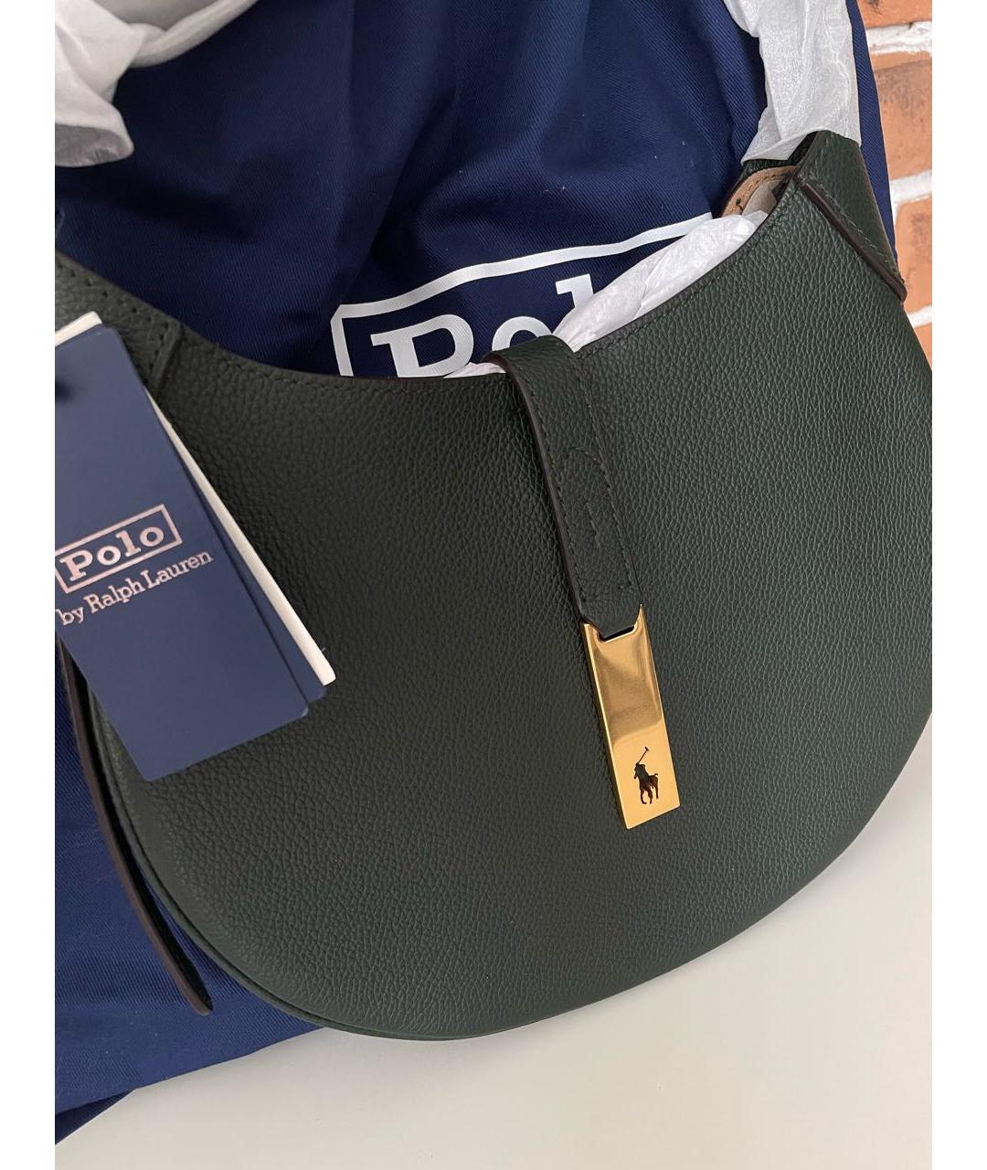 POLO RALPH LAUREN Черная кожаная сумка с короткими ручками, фото 6