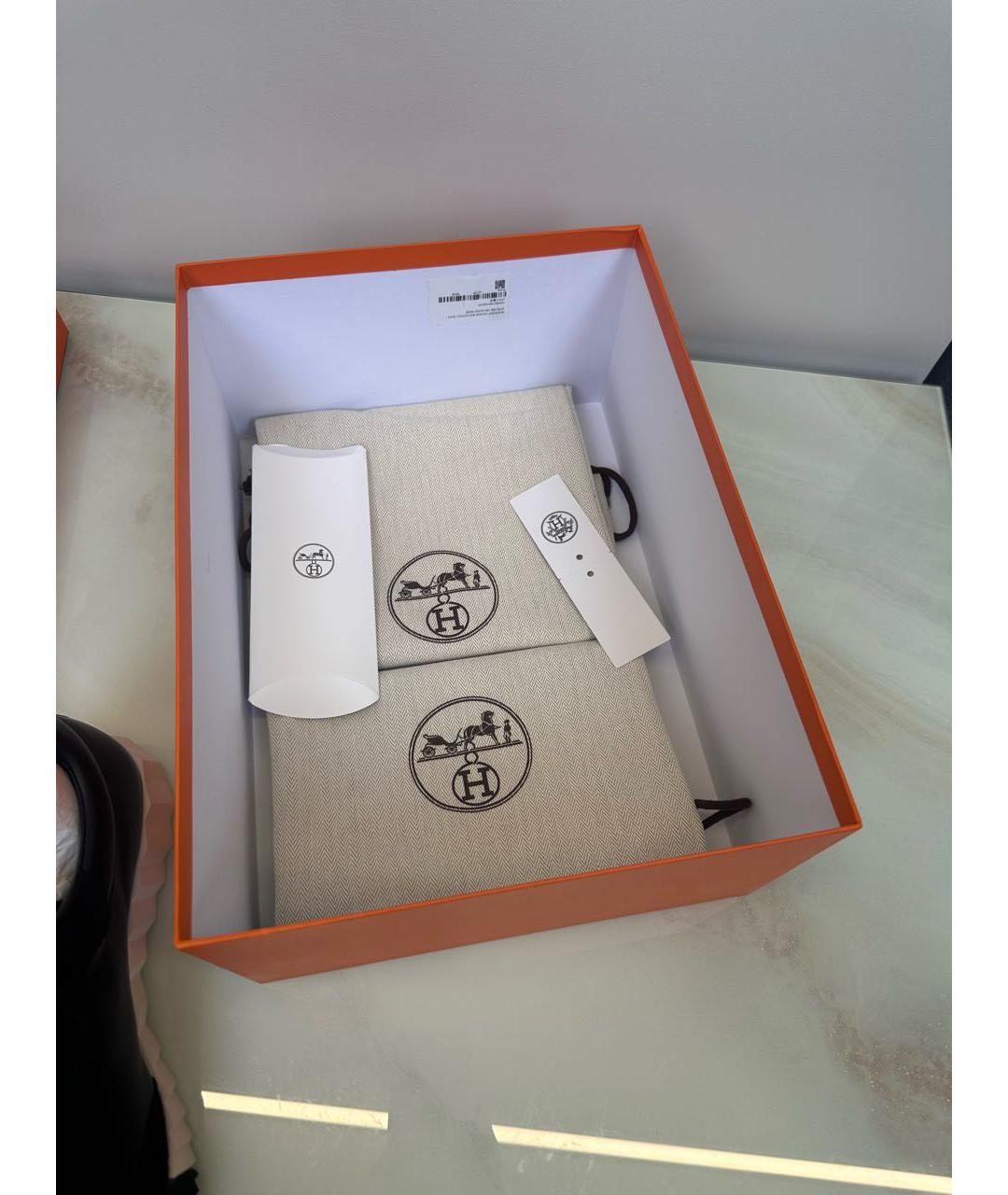 HERMES Черные кожаные низкие кроссовки / кеды, фото 5