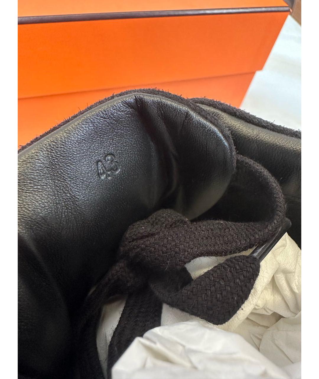 HERMES Черные кожаные низкие кроссовки / кеды, фото 6