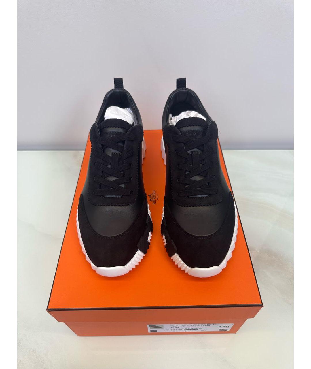 HERMES Черные кожаные низкие кроссовки / кеды, фото 3