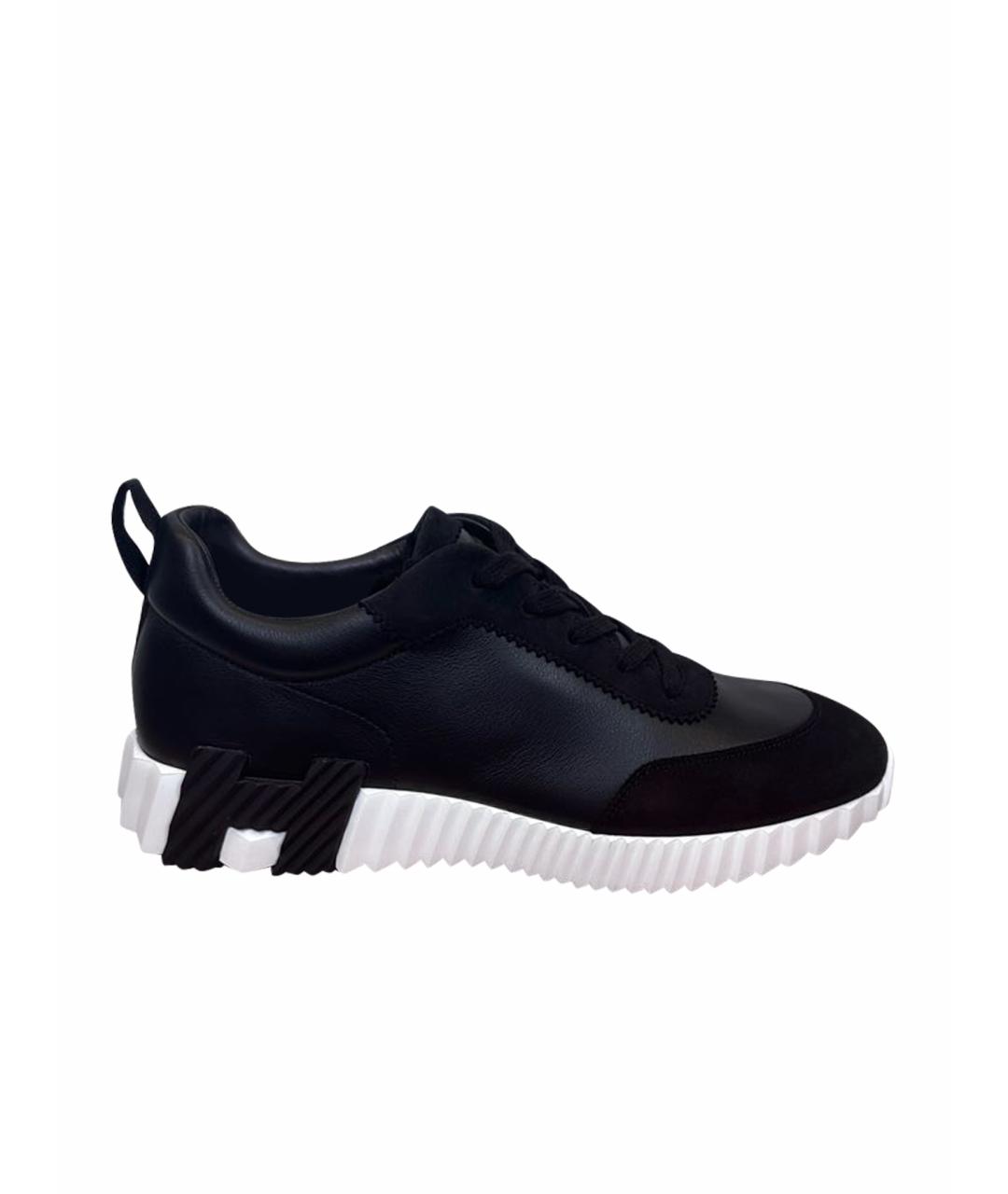 HERMES Черные кожаные низкие кроссовки / кеды, фото 1