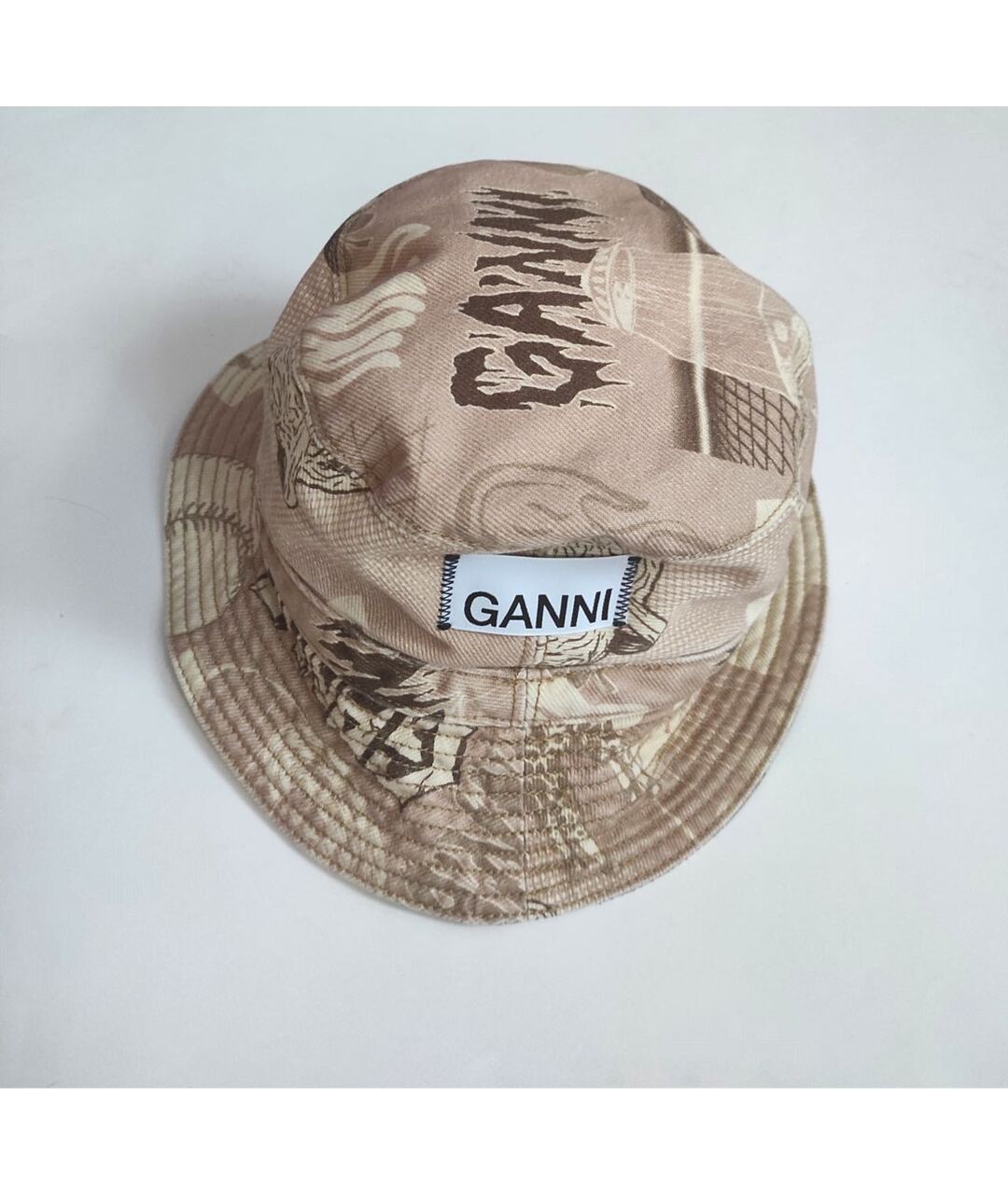 GANNI Бежевая хлопковая шляпа, фото 9