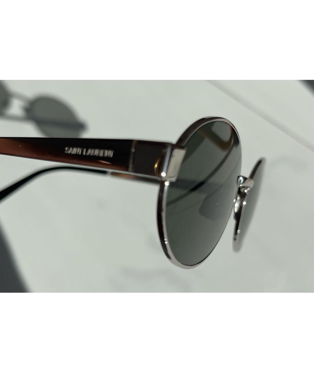 SAINT LAURENT Серебряные металлические солнцезащитные очки, фото 3