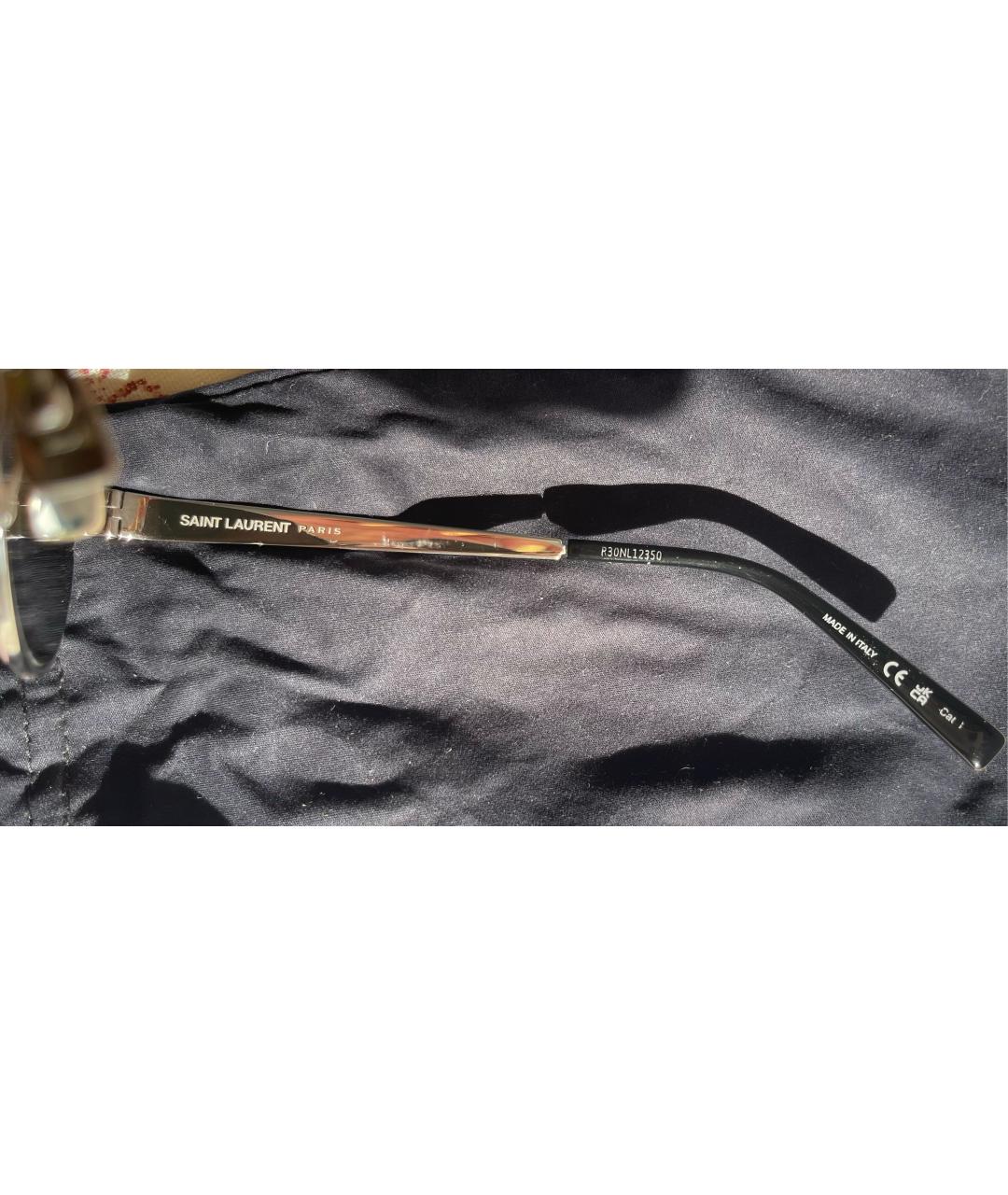 SAINT LAURENT Серебряные металлические солнцезащитные очки, фото 5