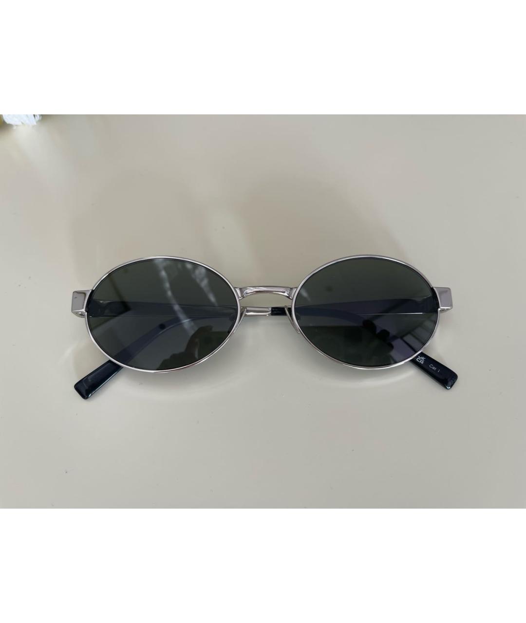 SAINT LAURENT Серебряные металлические солнцезащитные очки, фото 8