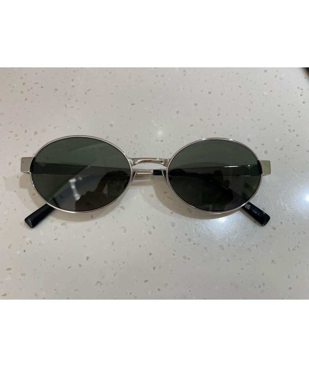 SAINT LAURENT Серебряные металлические солнцезащитные очки, фото 7