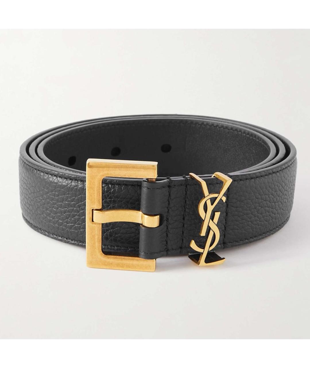 SAINT LAURENT Черный кожаный ремень, фото 9