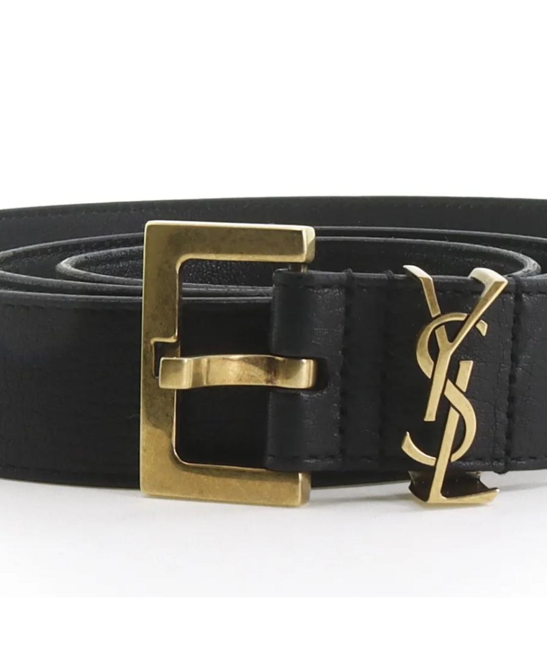 SAINT LAURENT Черный кожаный ремень, фото 5