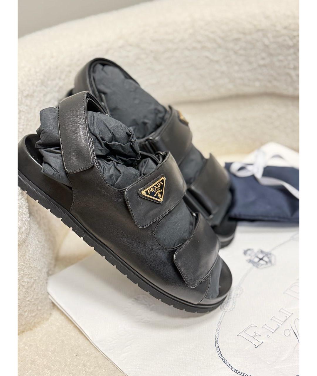 PRADA Черные кожаные сандалии, фото 2