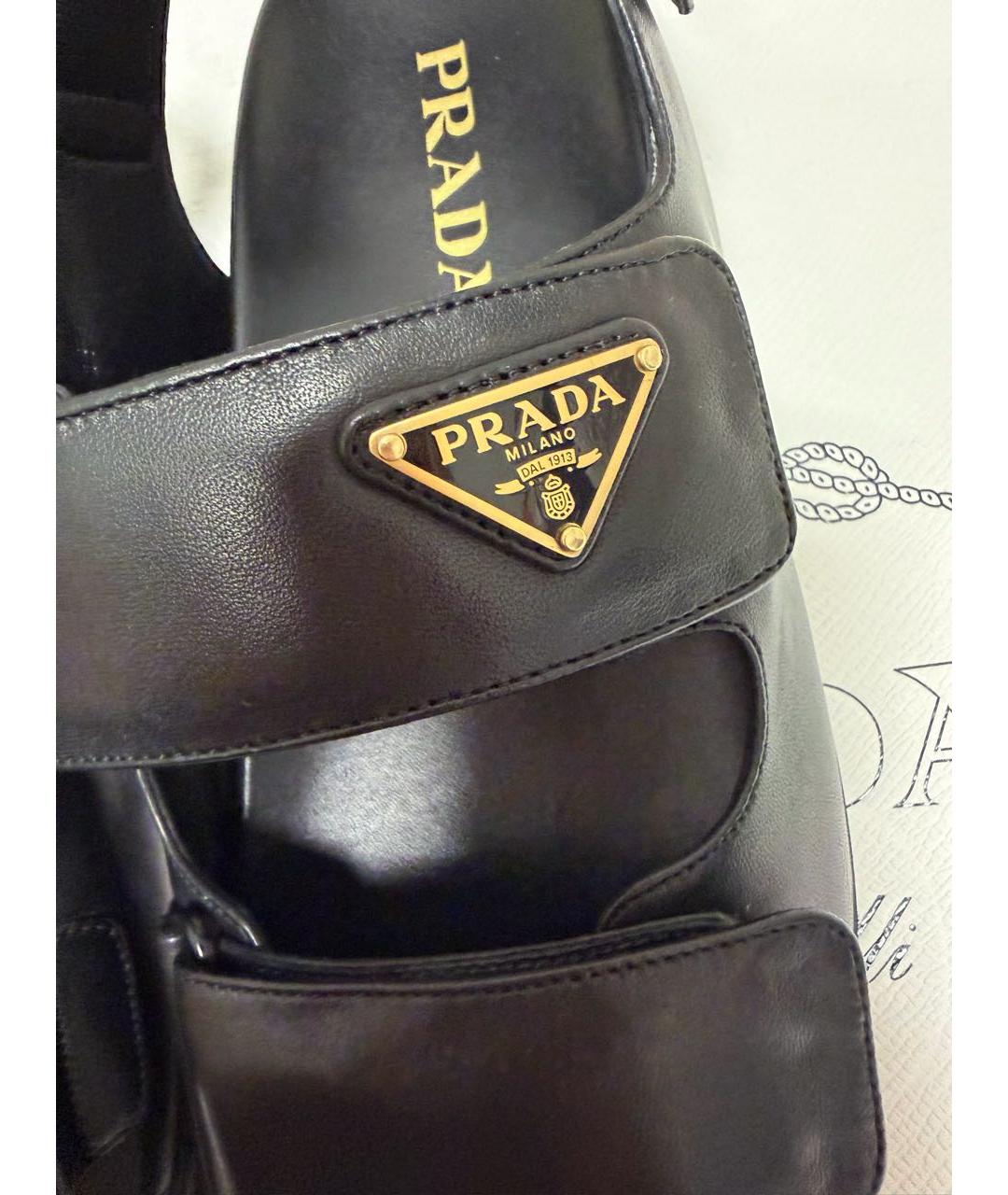 PRADA Черные кожаные сандалии, фото 6