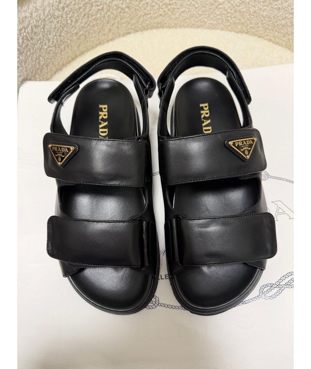 PRADA Черные кожаные сандалии, фото 3