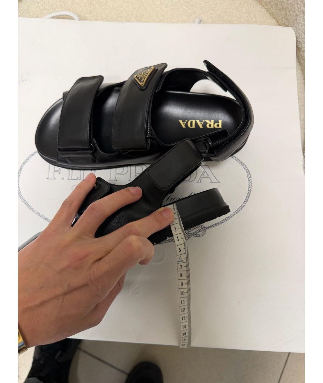 PRADA Черные кожаные сандалии, фото 8