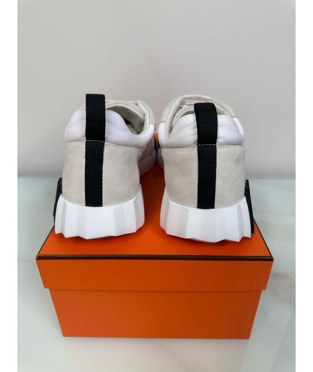 HERMES Белые замшевые низкие кроссовки / кеды, фото 4