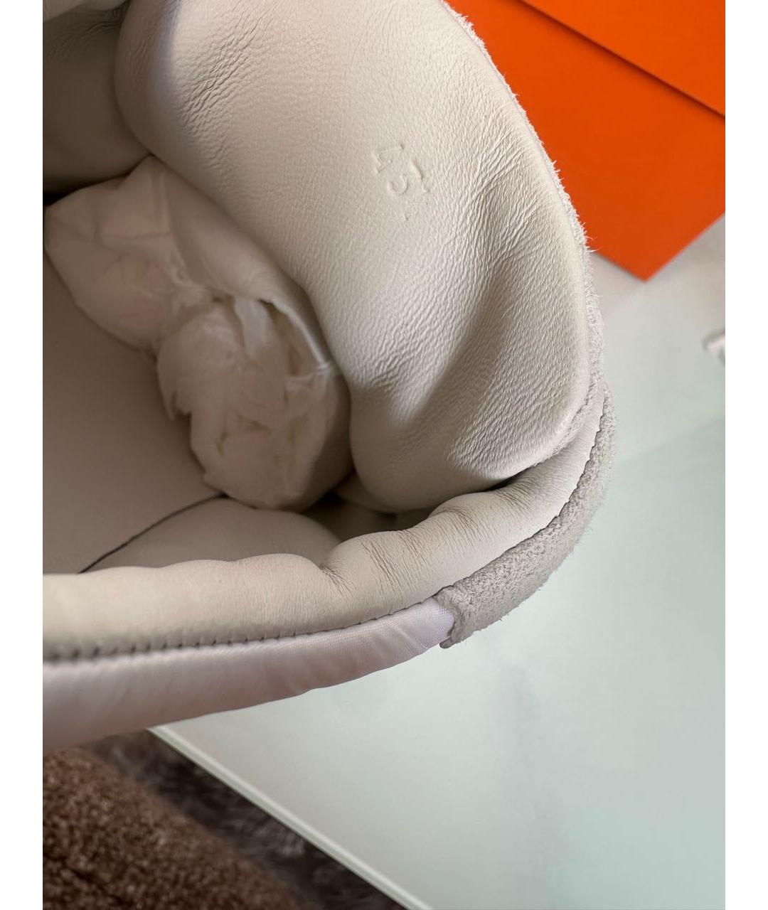 HERMES Белые замшевые низкие кроссовки / кеды, фото 8