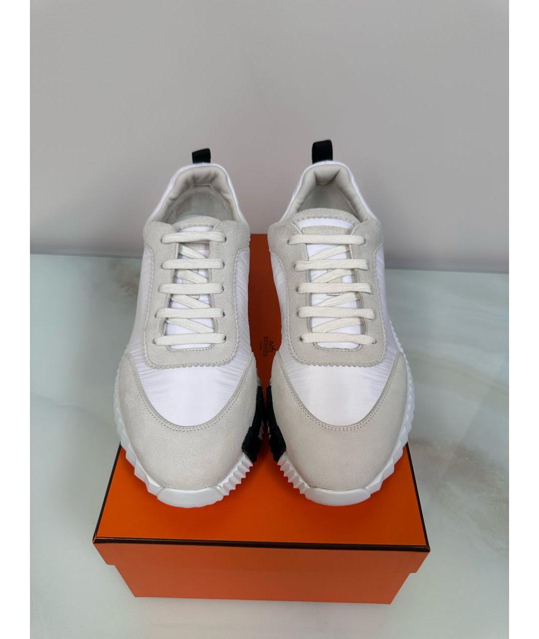 HERMES Белые замшевые низкие кроссовки / кеды, фото 3