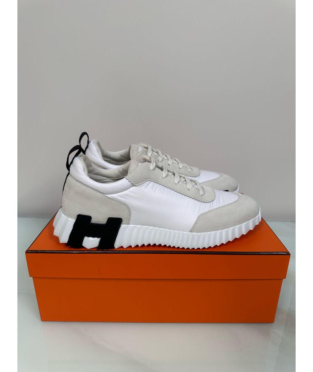 HERMES Белые замшевые низкие кроссовки / кеды, фото 9