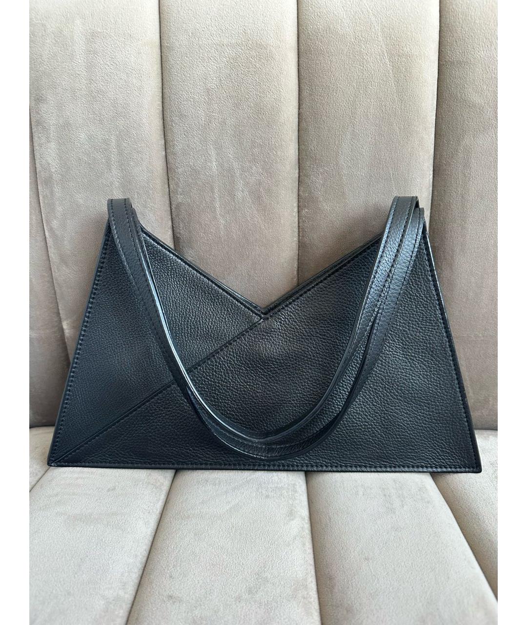 MM6 MAISON MARGIELA Черная кожаная сумка с короткими ручками, фото 3