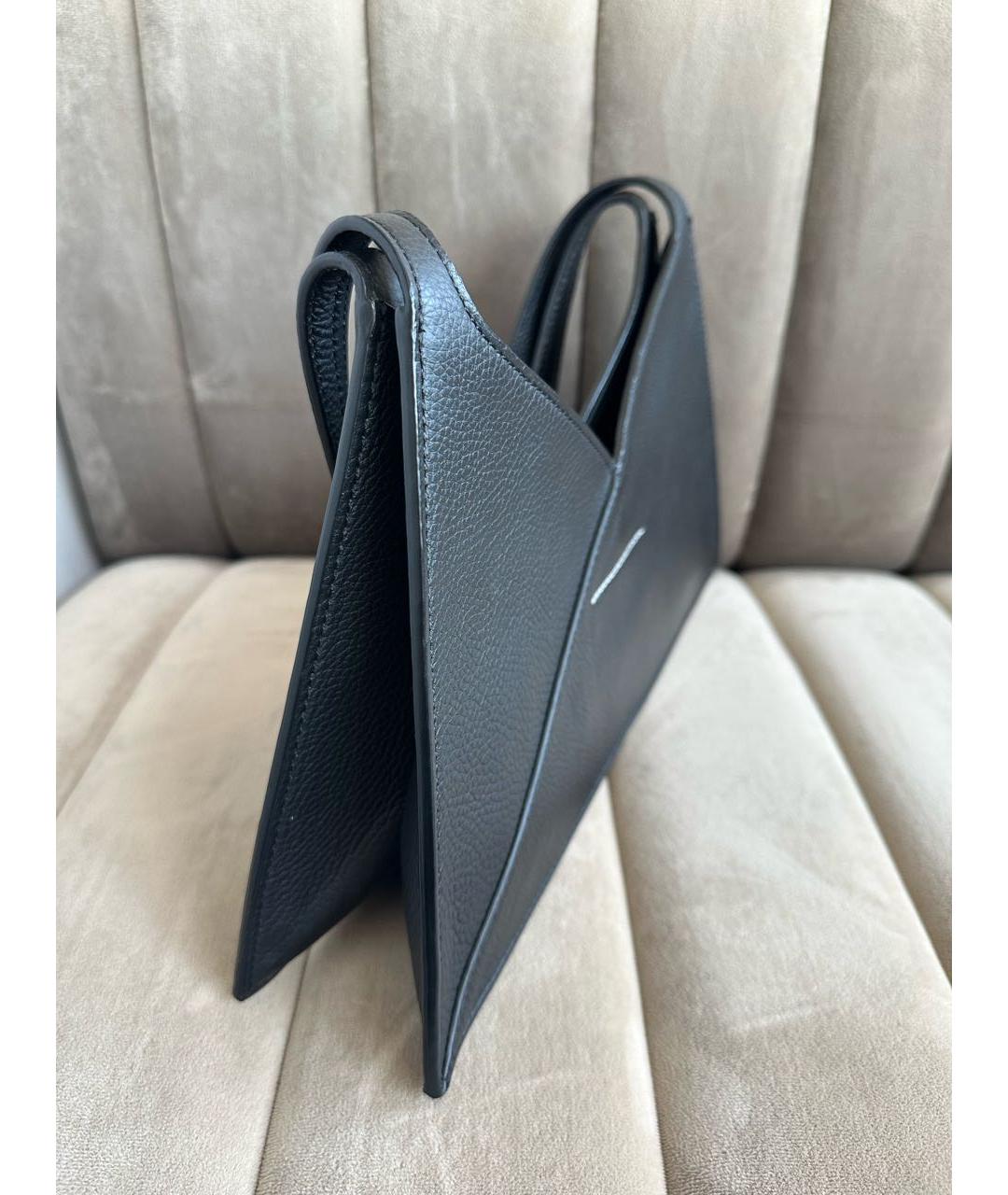 MM6 MAISON MARGIELA Черная кожаная сумка с короткими ручками, фото 2