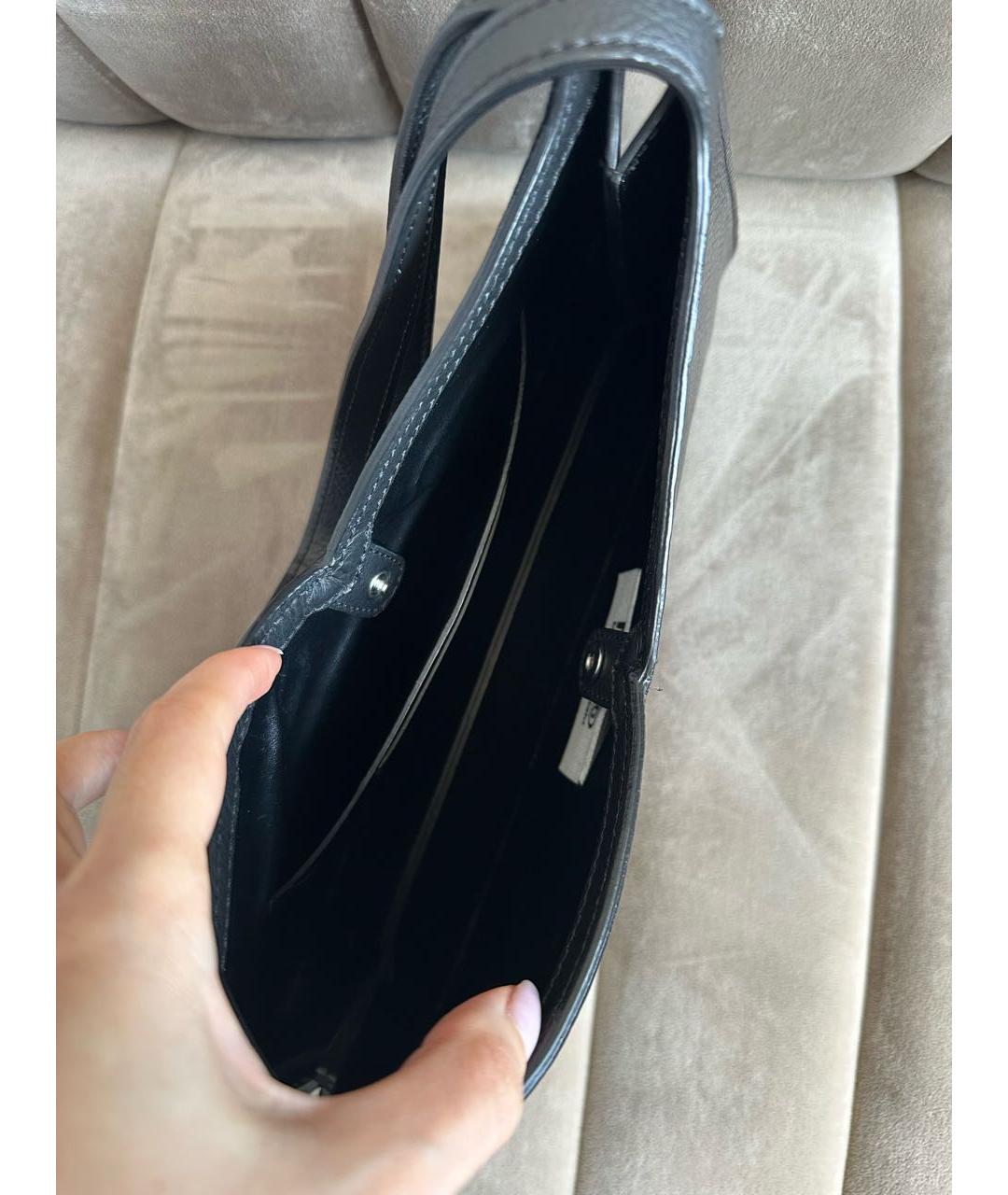 MM6 MAISON MARGIELA Черная кожаная сумка с короткими ручками, фото 4