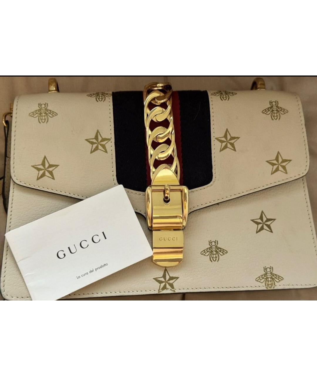 GUCCI Белая кожаная сумка с короткими ручками, фото 5