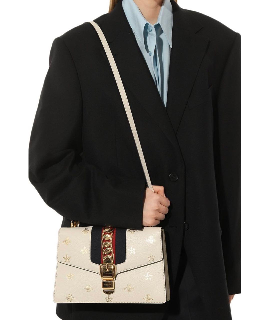 GUCCI Белая кожаная сумка с короткими ручками, фото 2