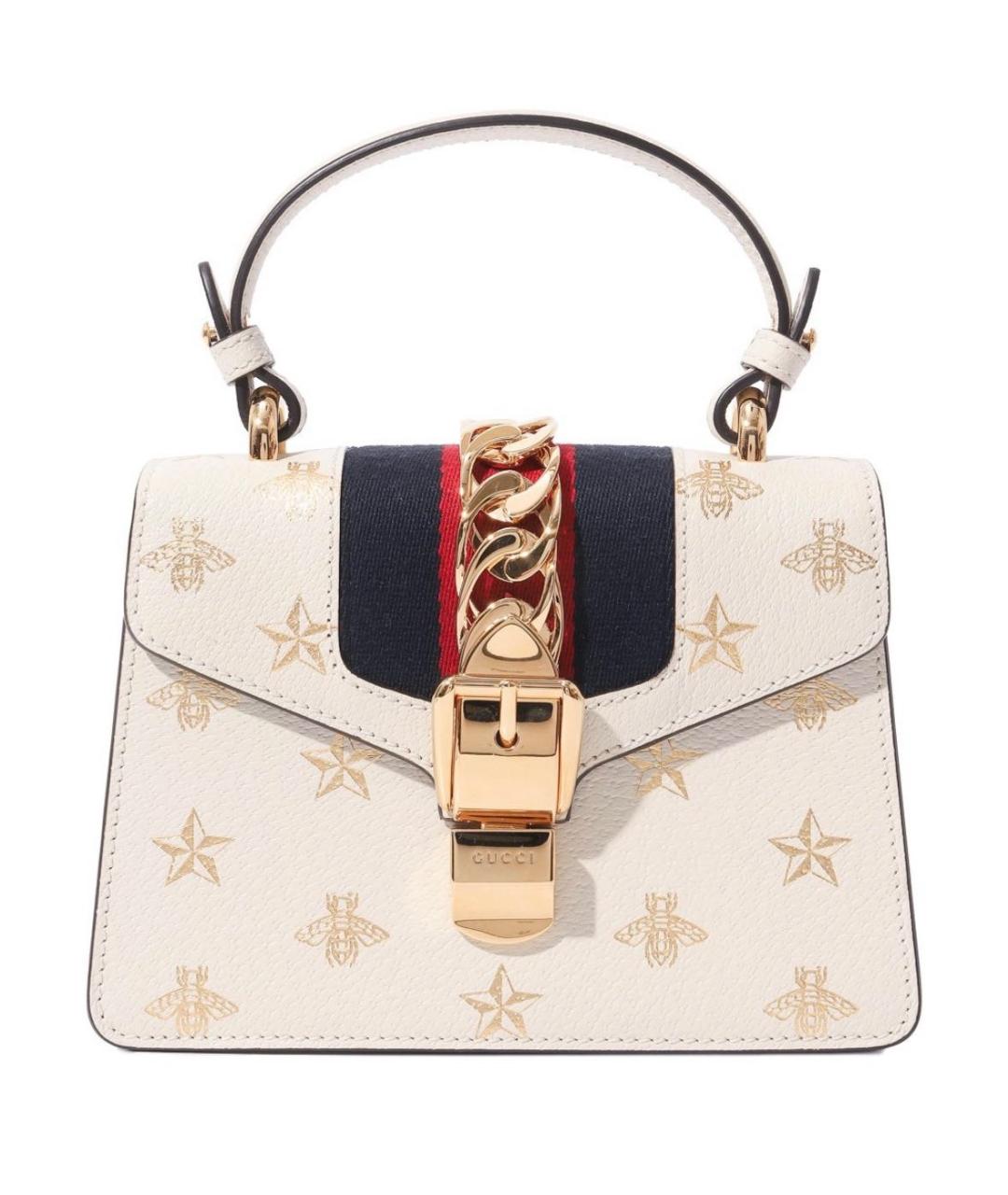 GUCCI Белая кожаная сумка с короткими ручками, фото 1