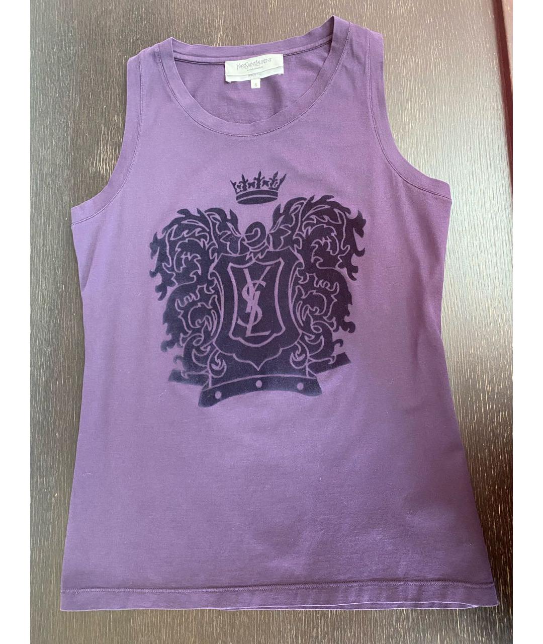 YVES SAINT LAURENT BEAUTY Фиолетовая хлопковая майка, фото 6