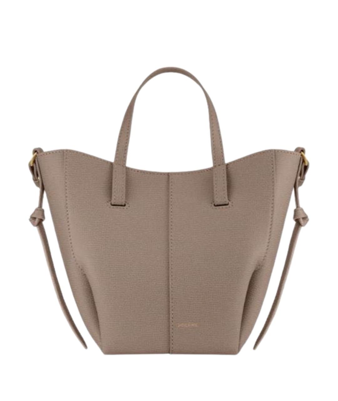 POLENE Серая кожаная сумка тоут, фото 1